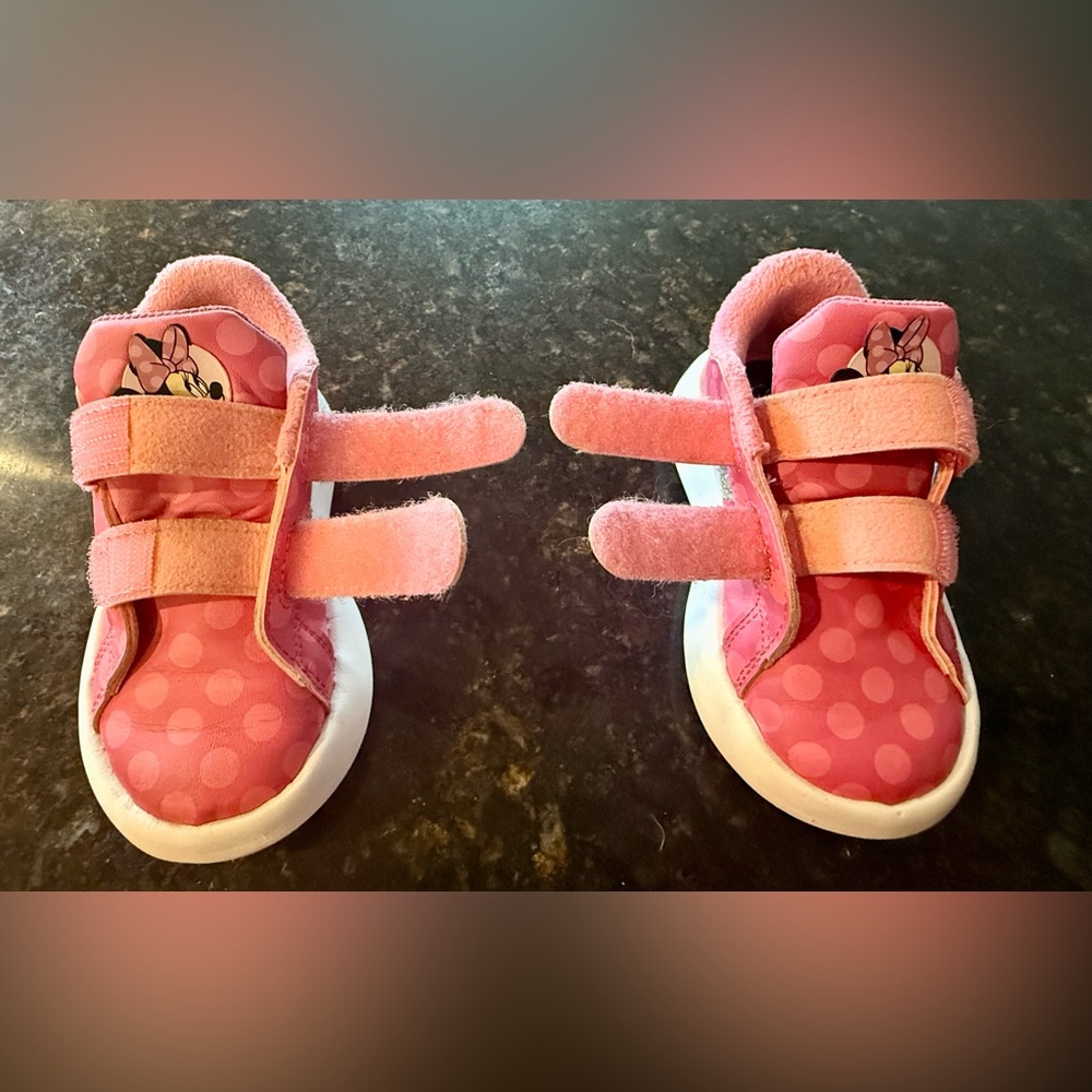 Adidas Disney Grand Court Minnie Mouse silver sparkle Pink Sneakers size 8 - Picture 10 of 16